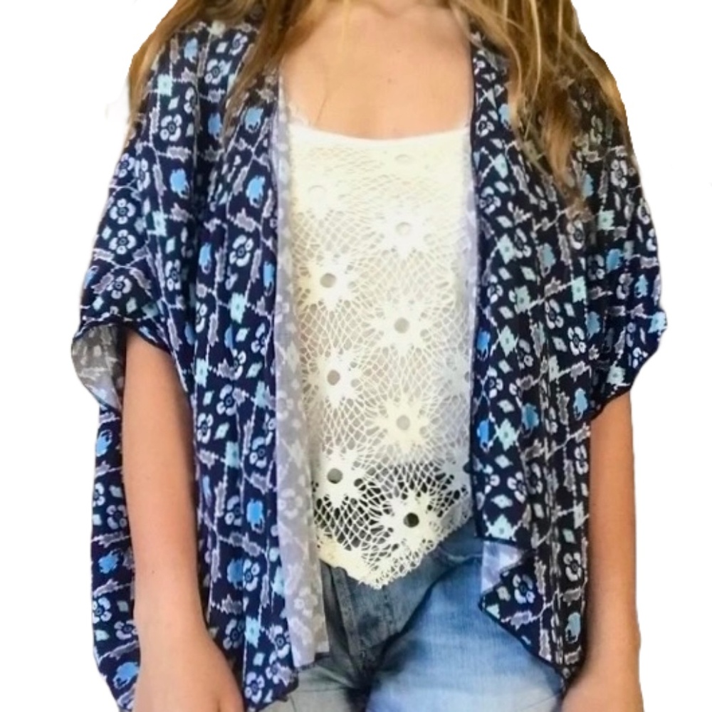 Hollister Boho Kimono – Blue & White, Size OS